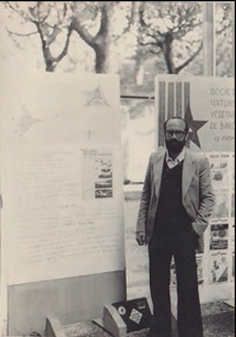 Cristòfol Guerau d'Arellano Tur a Olot, l'octubre de 1977, per la cloenda de l'àmbit de Salvaguarda del Patrimoni Natural del Congrés de Cultura Catalana (fotografia: arxiu Cristòfol Guerau d'Arellano i Tur).