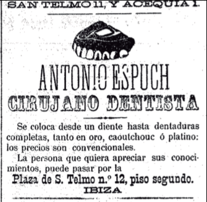 Publicitat d'Antoni Espuch al Diario de Ibiza, del 24 de maig de 1897.