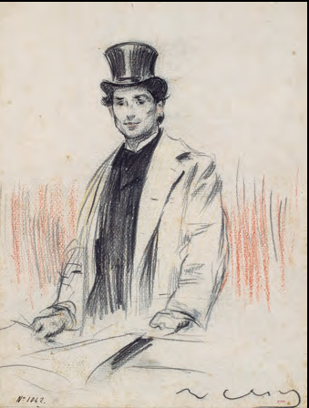 Pompeu Fabra dibuixat per Ramon Casas, 1911 (Museu Nacional de Catalunya).