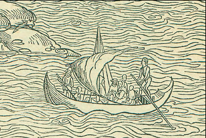 Dibuix d'una barca medieval (web del Col·legi Oficial de Doctors i Llicenciats en Filosofia i Lletres i en Ciències de Catalunya).