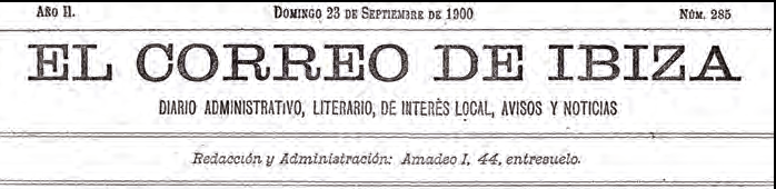 A dalt, capçalera del diari El Correo de Ibiza.