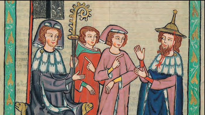Escena amb jueus procedent del Còdex Manesse (biblioteca de la Universitat de Heidelberg).