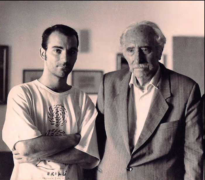 Manel Marí i Marià Villangómez, a la casa d'aquest, el 30 d'agost de 1996 (fotografia: Marta Garcia Marí).