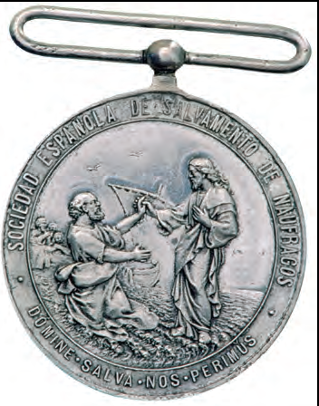 Anvers i revers de Medalla de Plata de la Societat Espanyola de Salvament de Naufrags ator-gada per premiar un acte de salvament (© Madrid, Museo Nacional del Prado).