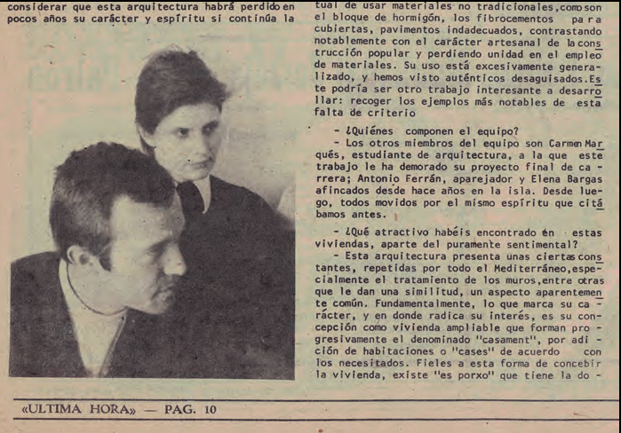 Fragment de l'entrevista publicada pel diari Última Hora, de Palma, el 21 de maig de 1974.