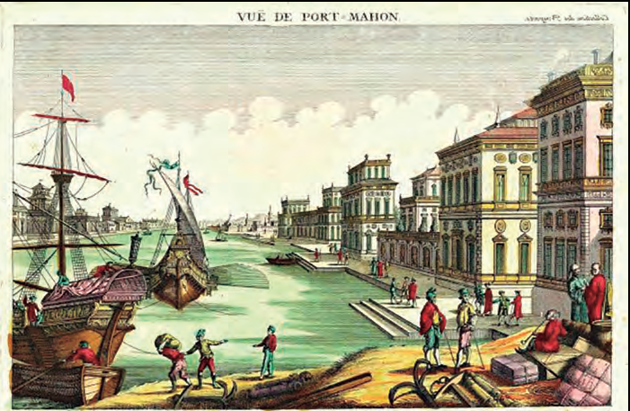 Gravat d'època del port de Maó. (imatge procedent del blog 'Quina la fem').