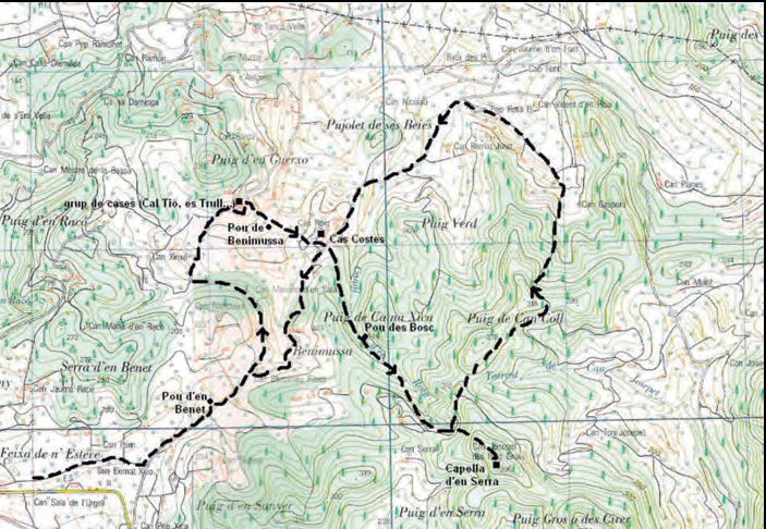 Itinerari de la sortida a Benimussa del 12 de novembre de 2005, inclosa dins el XXXI Curs Eivissenc de Cultura Eivissa, fa 50 anys, organitzada amb la col·laboració de diversos vesins d'aquesta vénda de Sant Josep de sa Talaia.