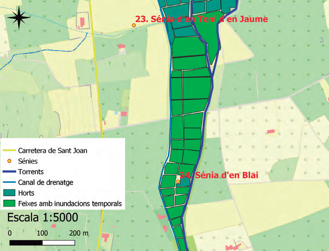 Mapa 3 i fotografia de la sénia d'en Blai amb la seua palmera