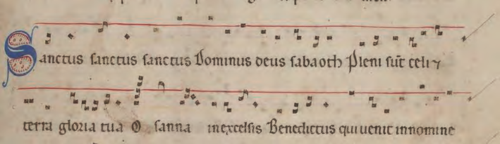 Fragment del Sanctus conservat en un manuscrit datat al segle XIII atribuït a una ordre del Cister.