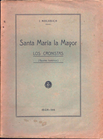 Portada de la primera edició del llibre Santa María la Mayor.