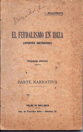 Portada de la segona edició del llibre El feudalismo en Ibiza.