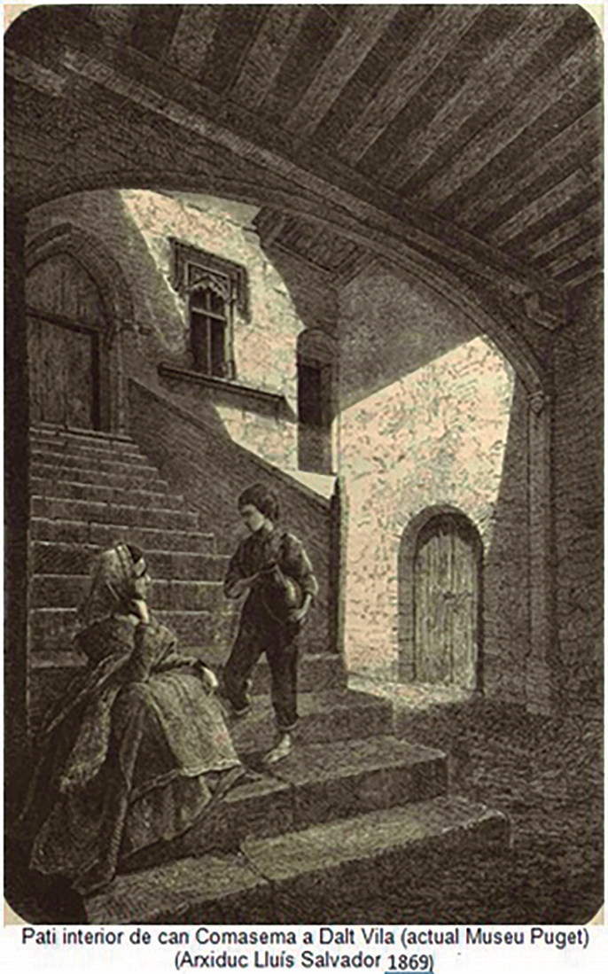 Pati interior de can Coma-sema a Dalt Vila (actual Museu Puget) (arxiduc Lluís Salvador 1869).