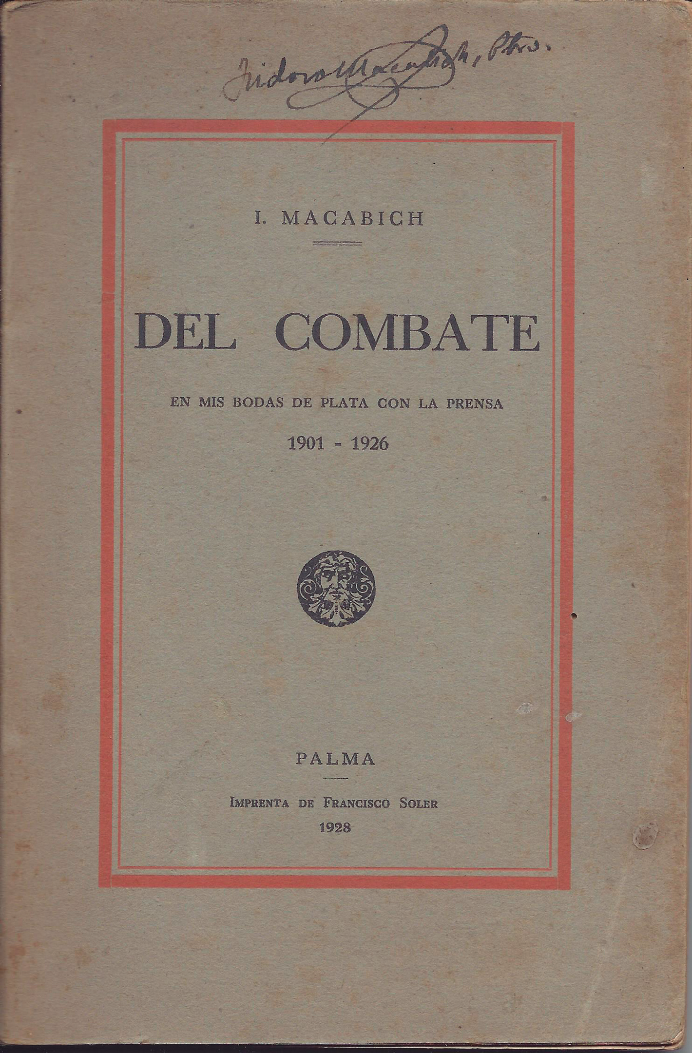Portada del llibre Del Combate, d'Isidor Macabich, publicat el 1928.