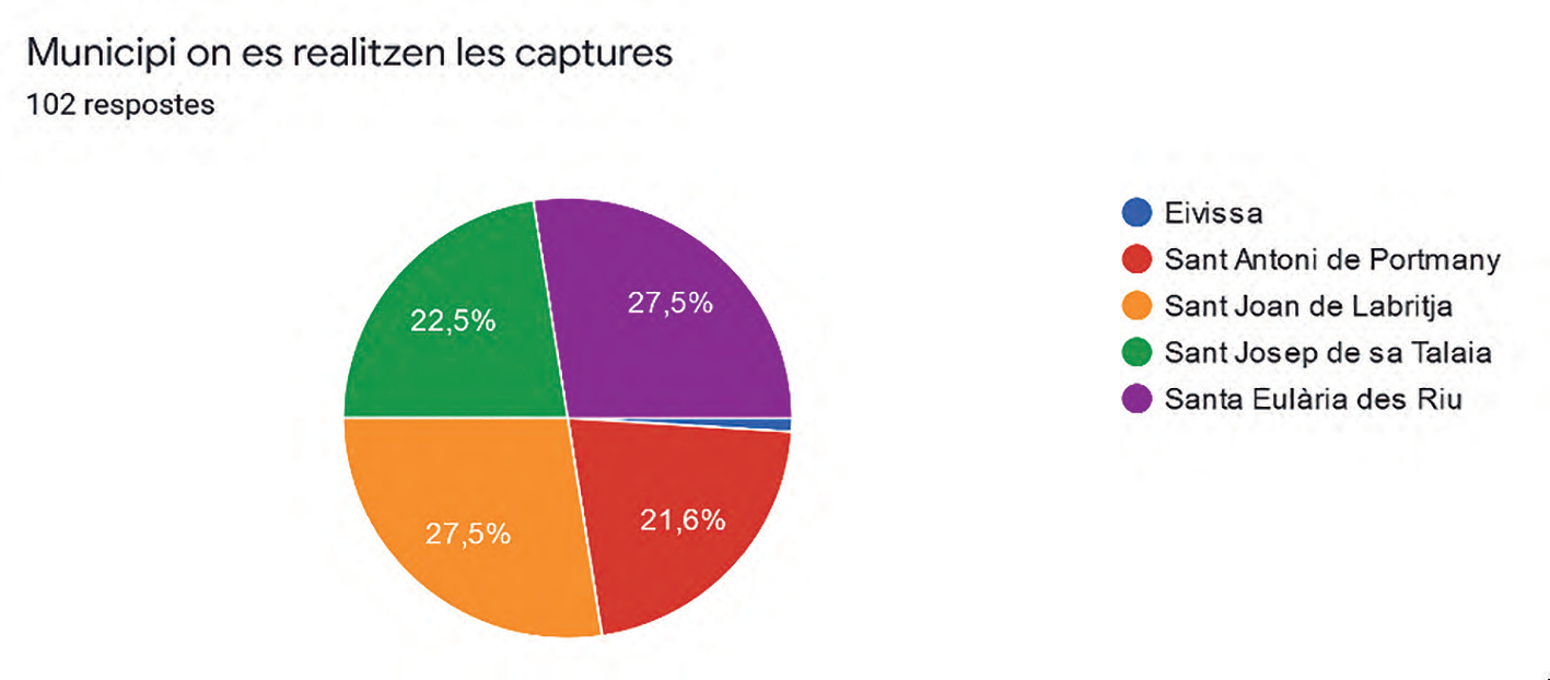 Gràfic de pastís mostrant la distribució de respostes de captura per municipi