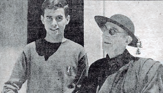 Isidor Macabich, devers 1964, acompanyat del seu fillol, Isidor Marí Mayans.