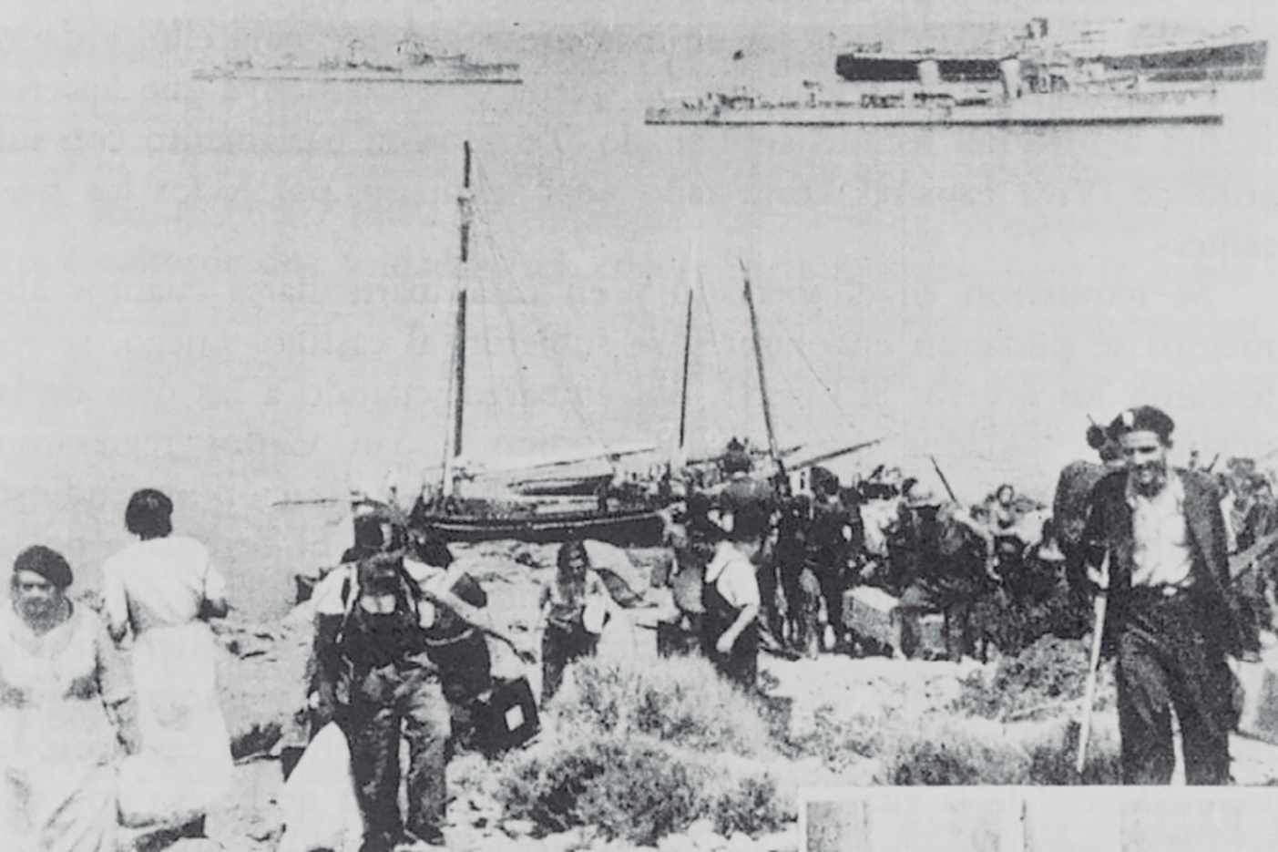 El desembarcament as Pou des Lleó (foto: Enciclopèdia d'Eivissa i Formentera).