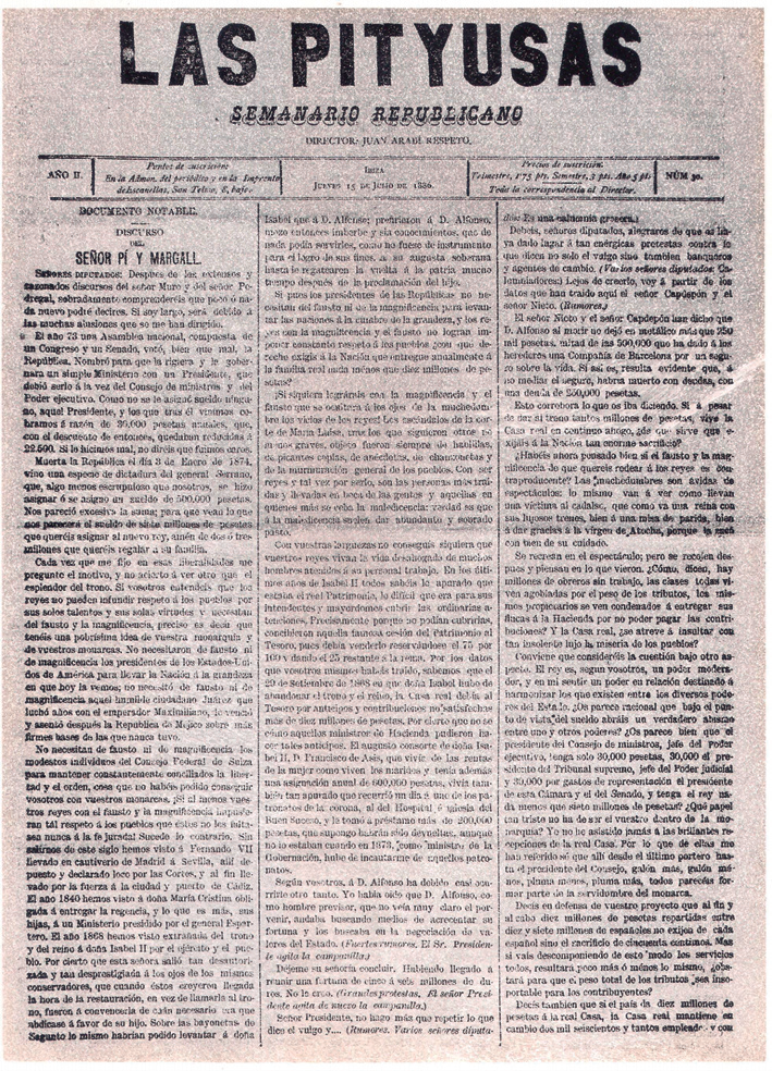 Portada de Las Pityusas i El Porvenir.
