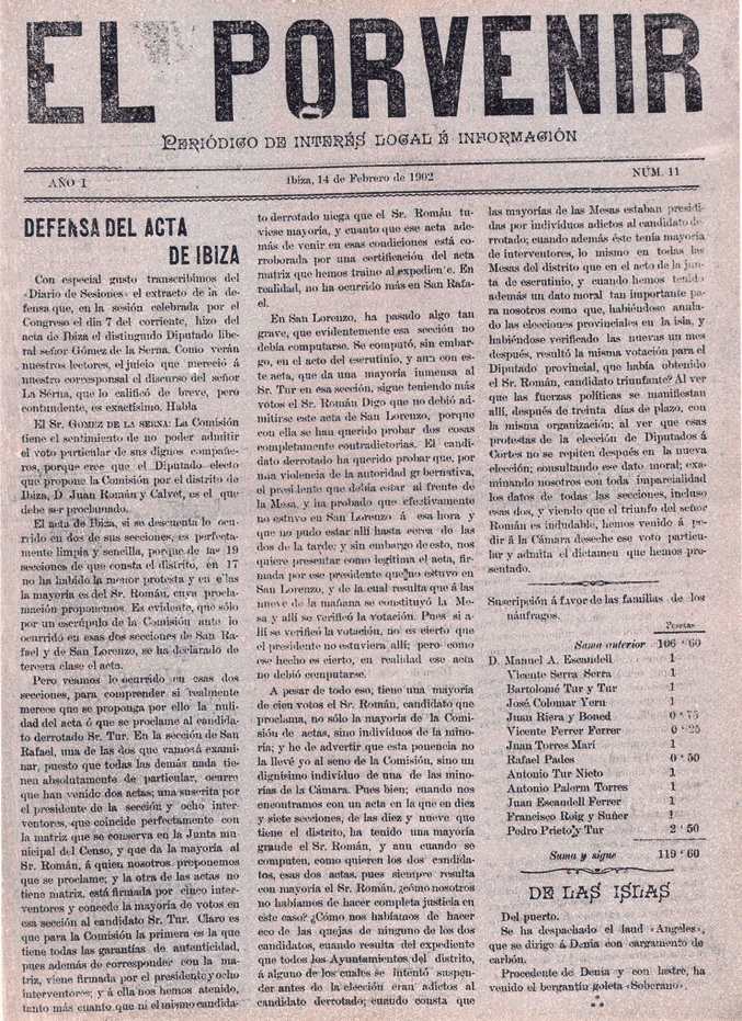 Portada de Las Pityusas i El Porvenir.