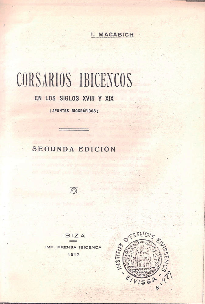 Portada de Corsarios Ibicencos i Mots de Bona Cristiandat.