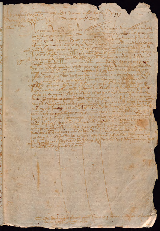 Recte del foli 91 amb la versió completa del document.
