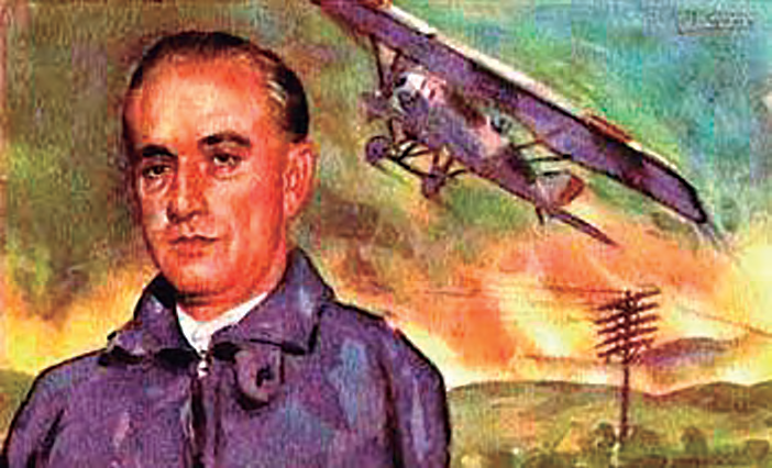 Postal del Conseller de Defensa de la Generalitat, el català Felip Díaz Sandino (1891-1960), tinent coronel d'aviació i màxim responsable militar del Govern de Catalunya.