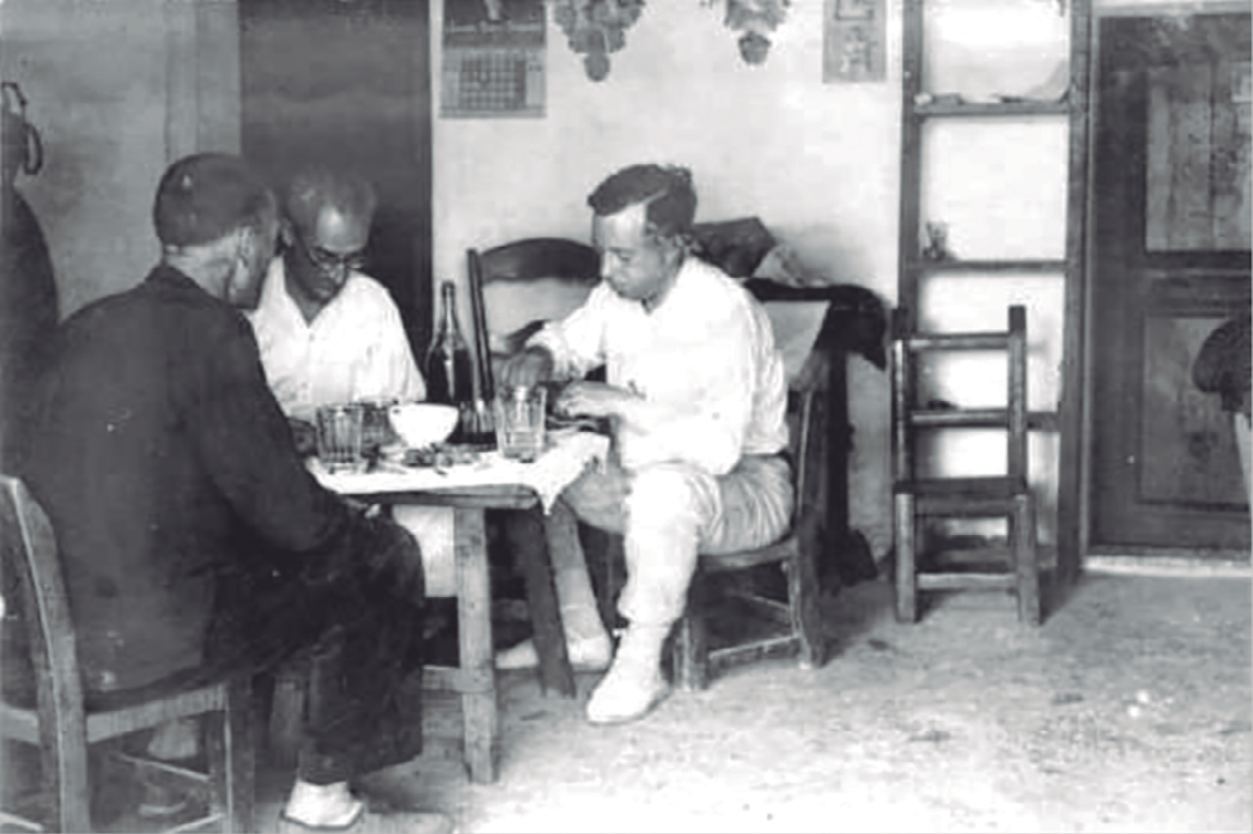 Samper i Morey, dinant en una pausa de la recerca (Abadia de Montserrat).